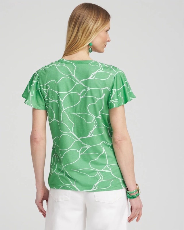 Green Lines Flutter Sleeve Tee - image 3